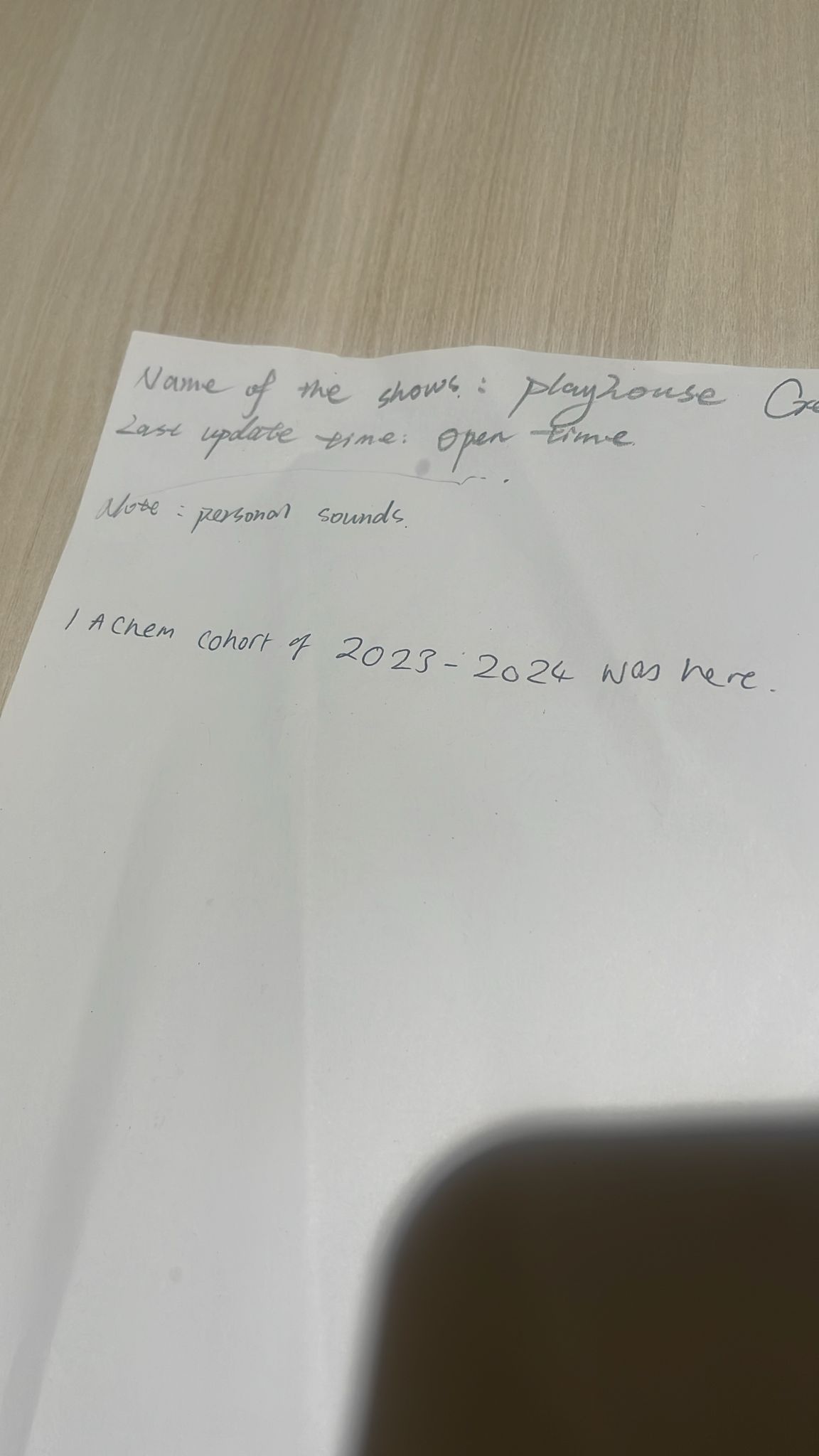 Secret note