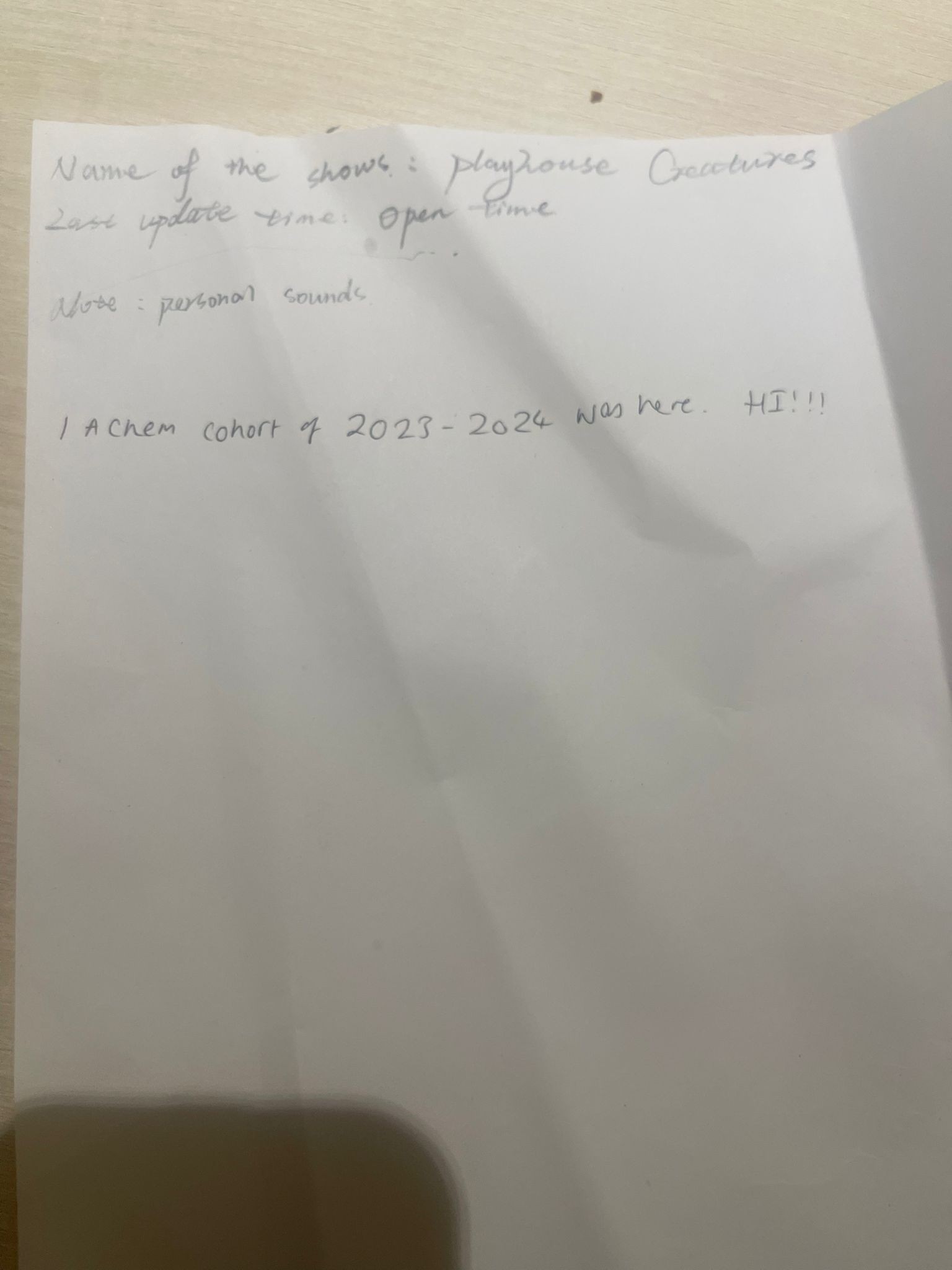 Secret note and again